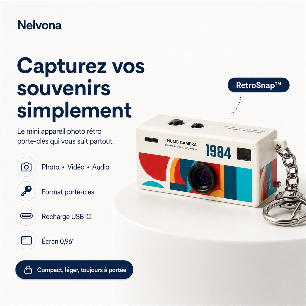 RetroSnap™ – Mini appareil photo rétro porte-clés 1080P
