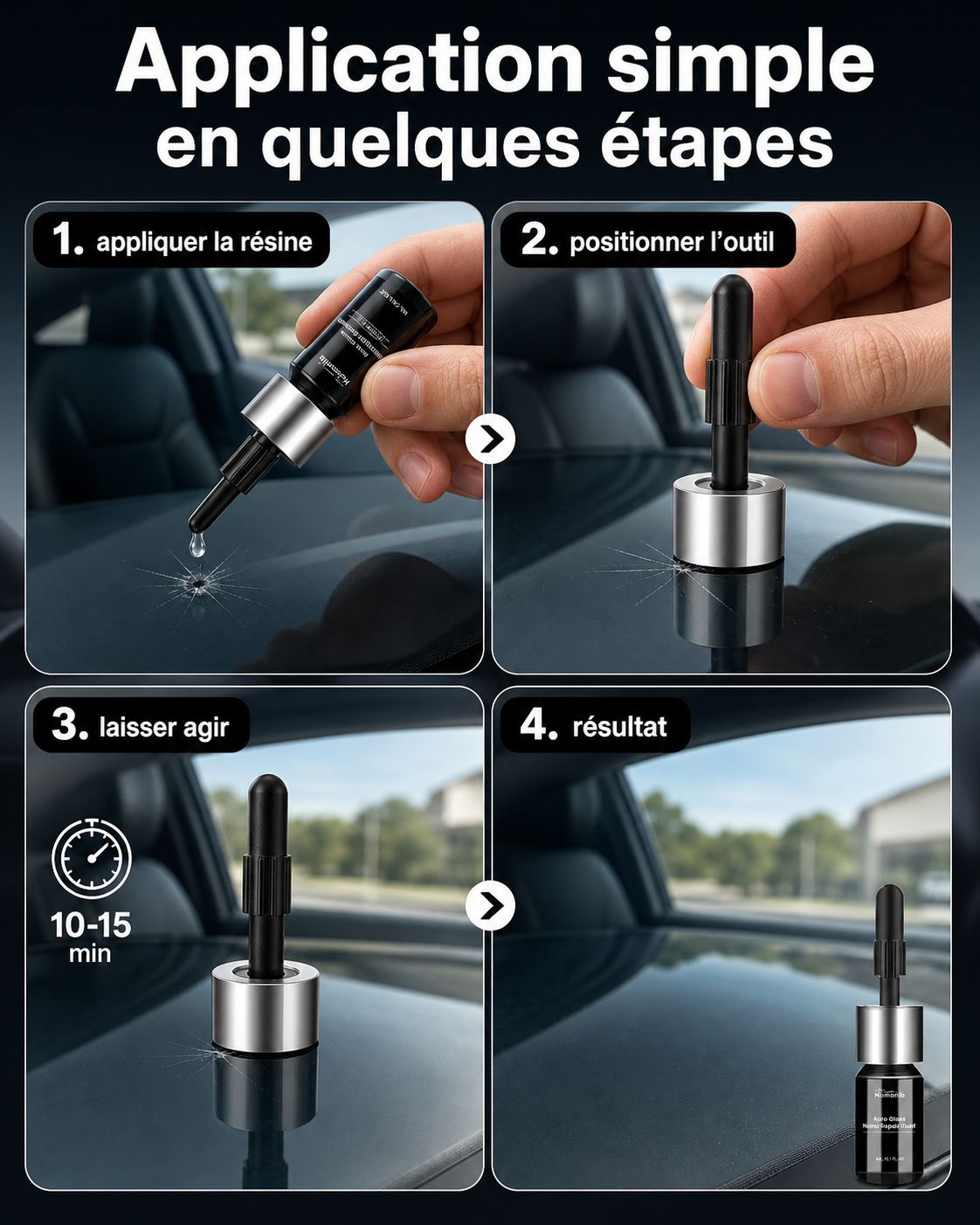 GlassFix™ – Kit de réparation pour petits impacts de pare-brise