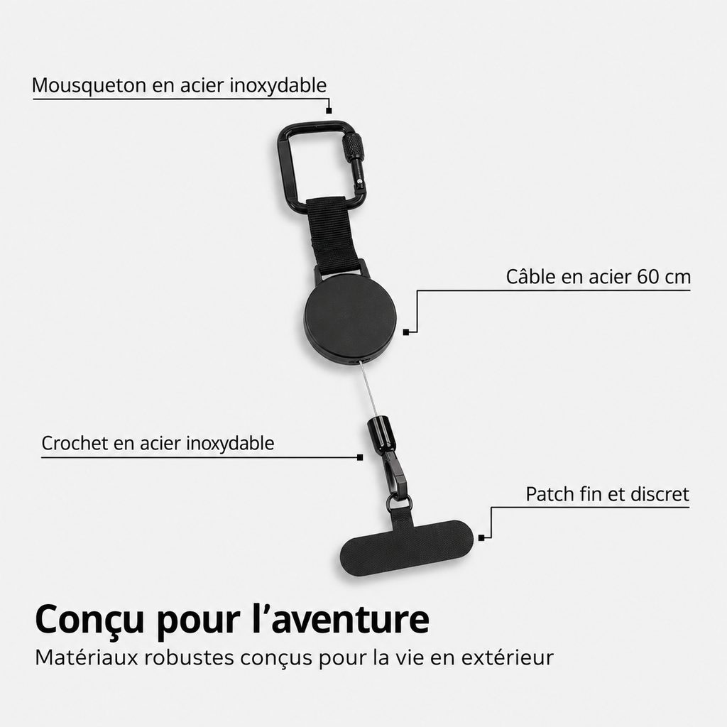 PhoneGuard™ – Support rétractable anti-chute pour téléphone