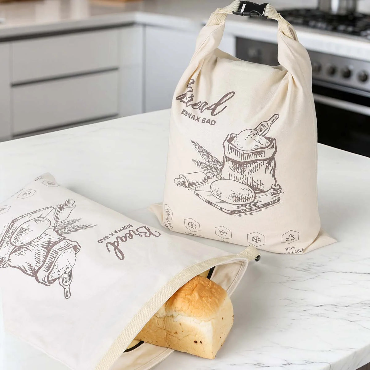 BeeBread™ – Sac à pain réutilisable en coton et cire d’abeille