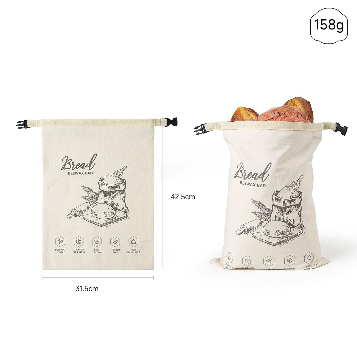 BeeBread™ – Sac à pain réutilisable en coton et cire d’abeille