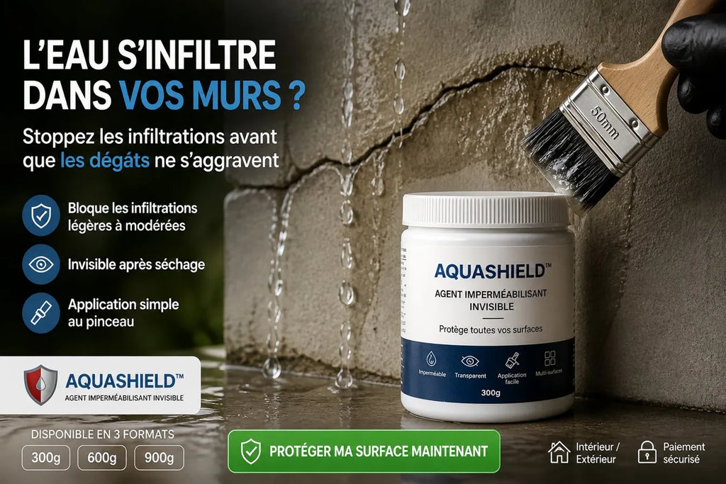 AquaShield - Mur fissuré avec infiltration d'eau - Agent imperméabilisant