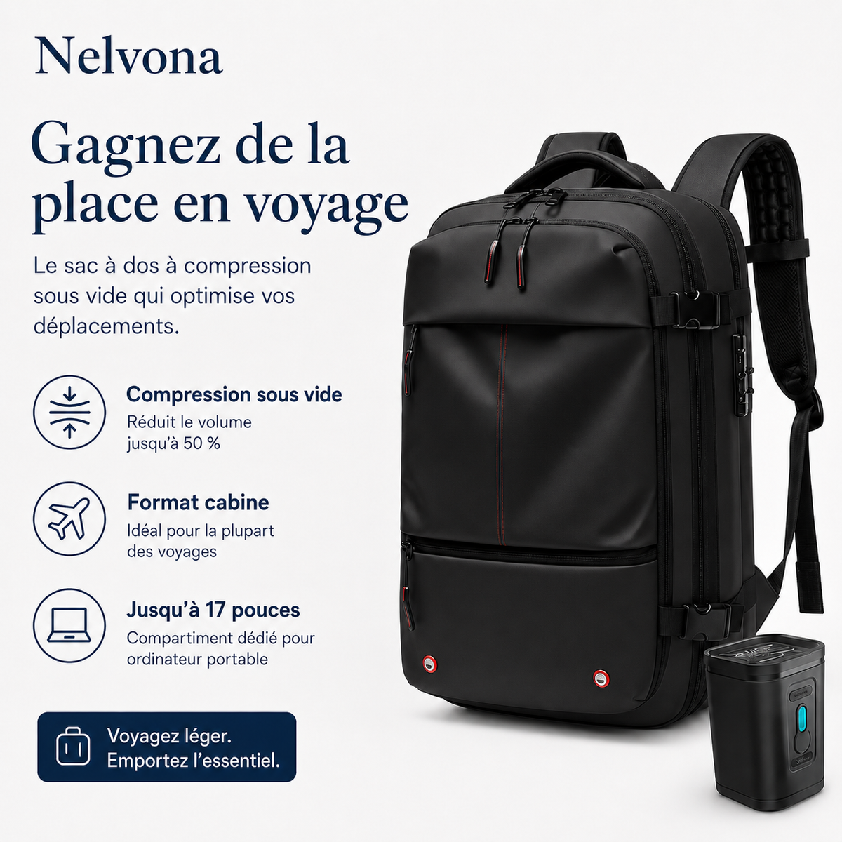 Sac à dos de compression sous vide – Format cabine