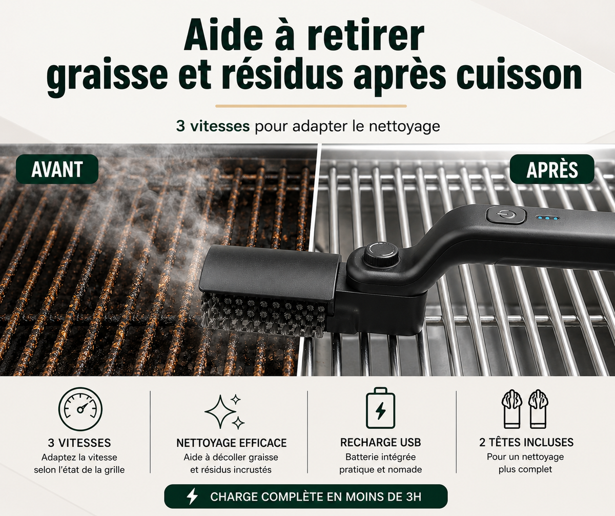 GrillBrush™ – Brosse électrique 2 en 1 pour barbecue