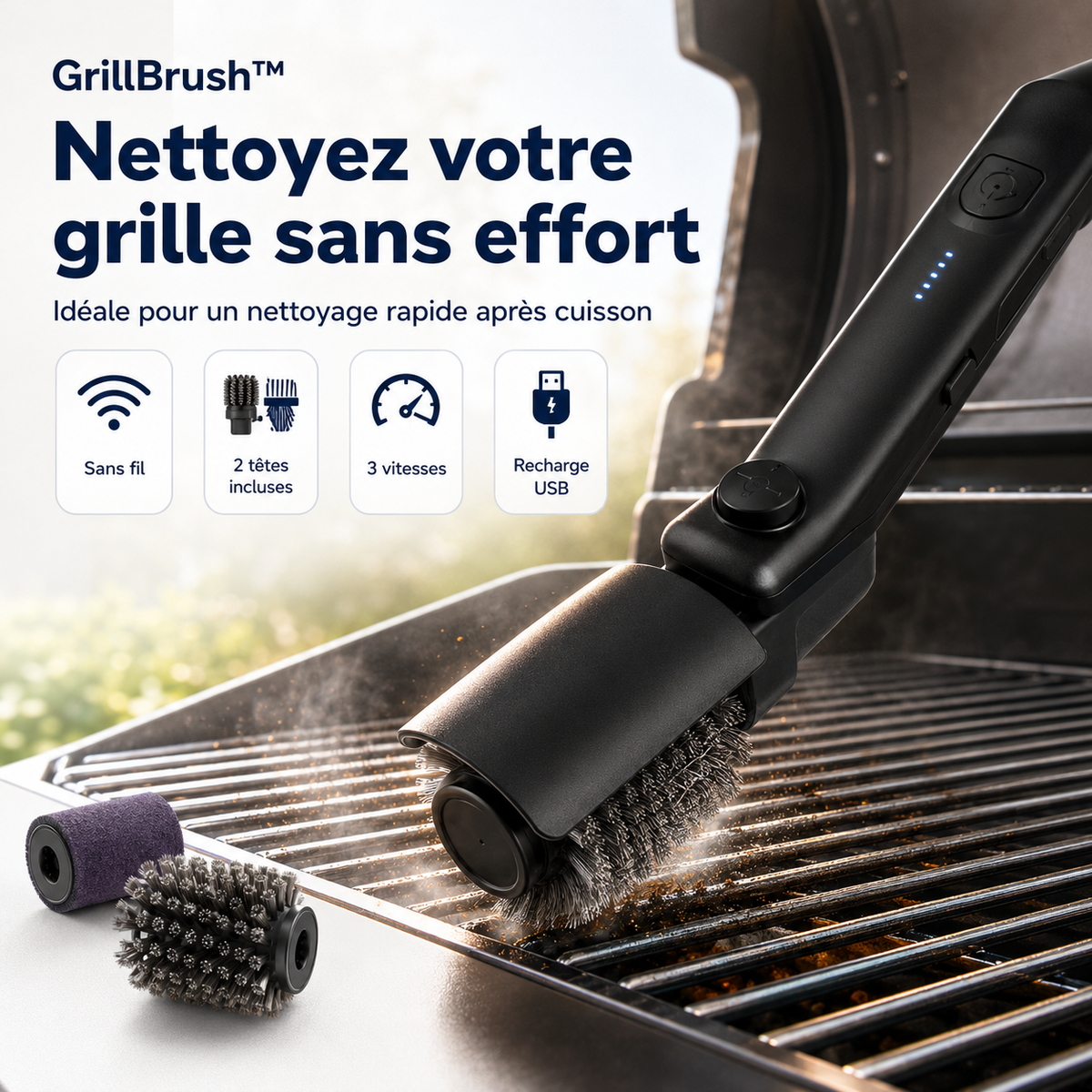 GrillBrush™ – Brosse électrique 2 en 1 pour barbecue
