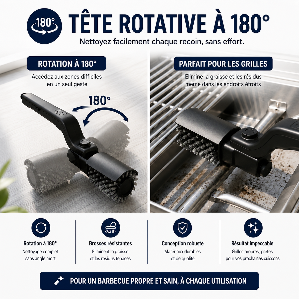 GrillBrush™ – Brosse électrique 2 en 1 pour barbecue