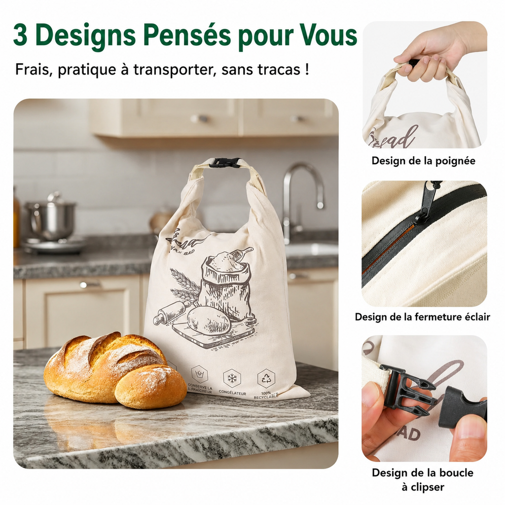 BeeBread™ – Sac à pain réutilisable en coton et cire d’abeille