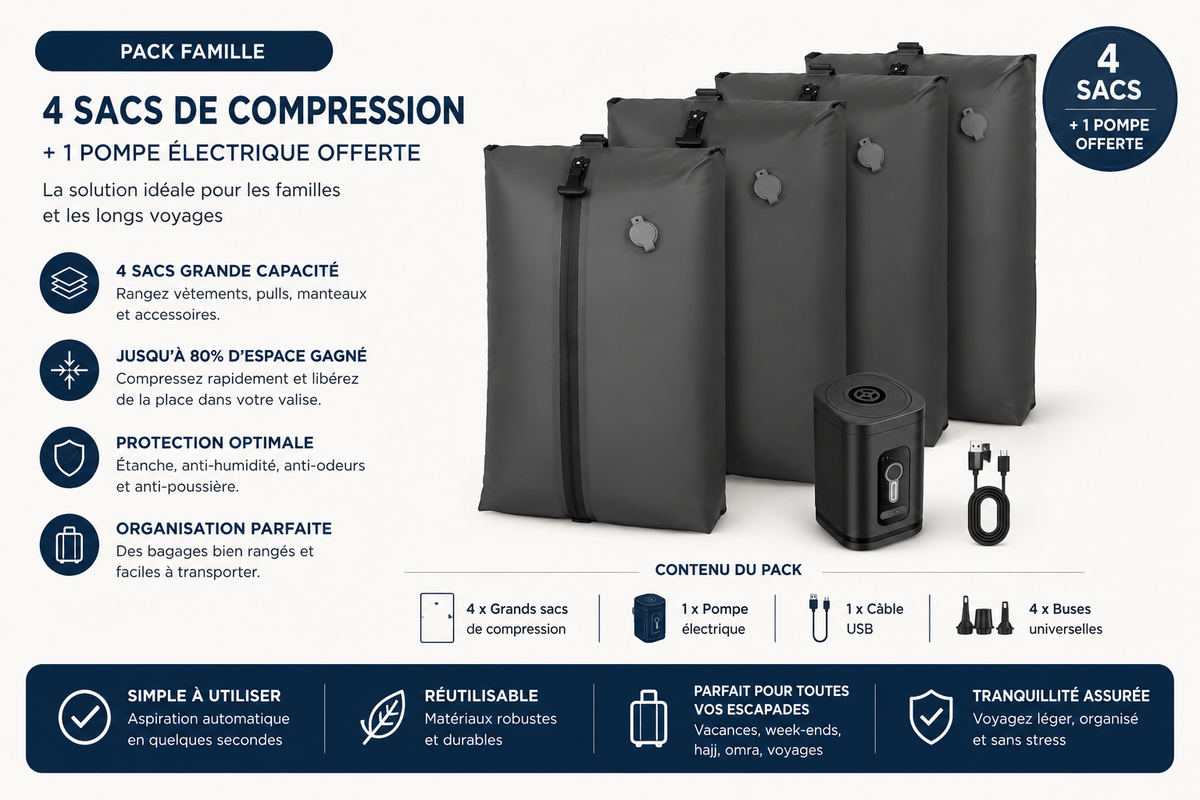 VakuStore™ – Sac de Compression Sous Vide 17L avec Pompe Électrique