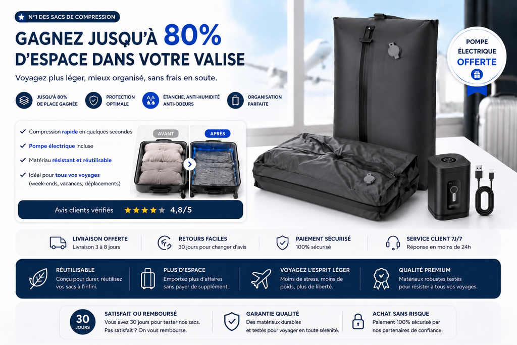 VakuStore™ – Sac de Compression Sous Vide 17L avec Pompe Électrique