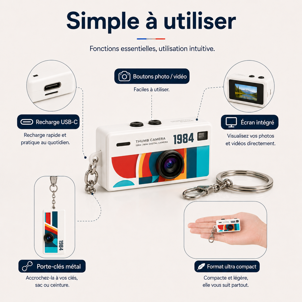 RetroSnap™ – Mini appareil photo rétro porte-clés 1080P